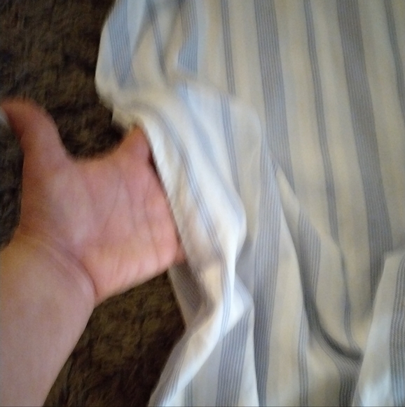 Caffe Marrakesh Sleeveless Tensile Stripe Shirt Dress, Large, White/light Blue - Picture 6 of 11